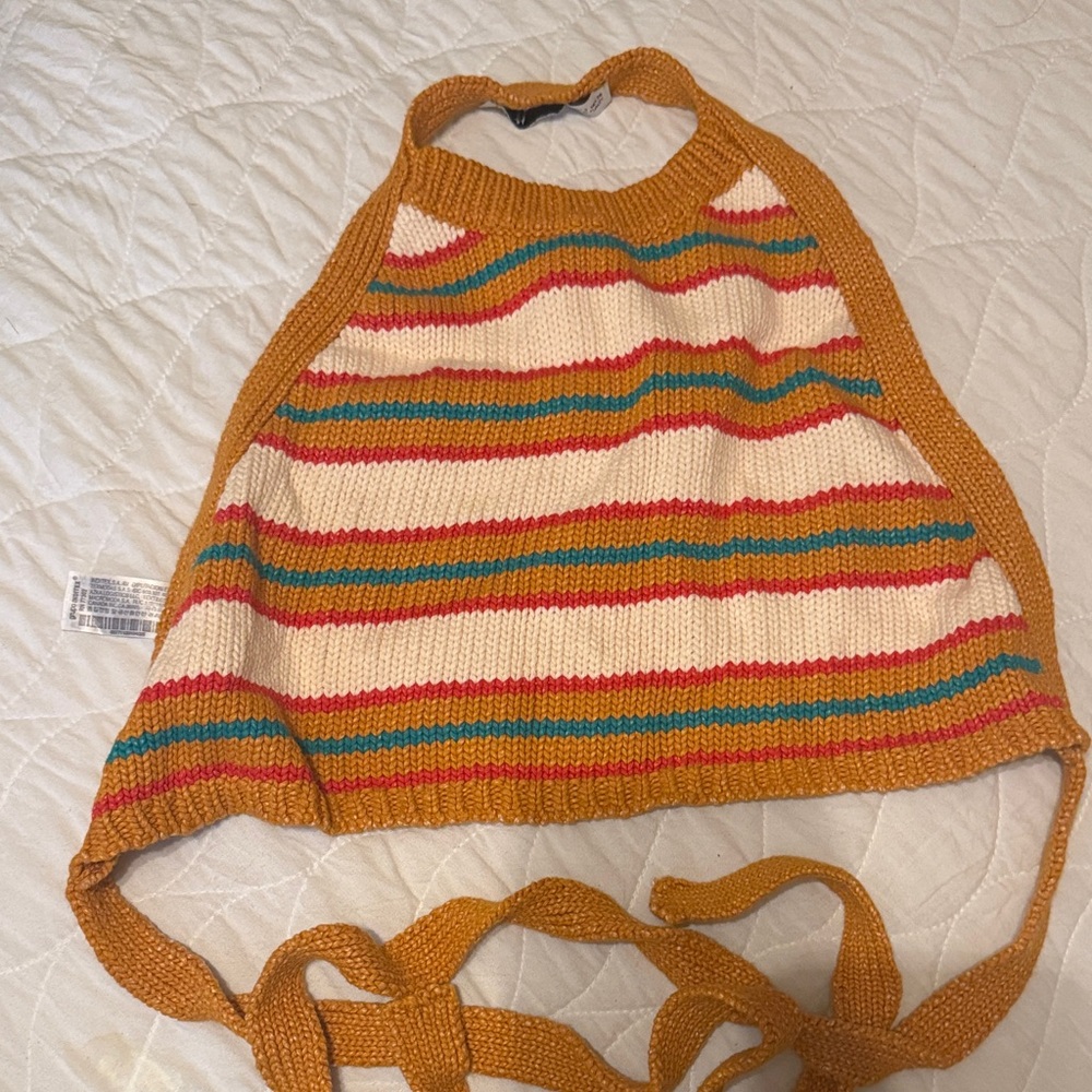 Zara Backless Multicolor Striped Crop Top